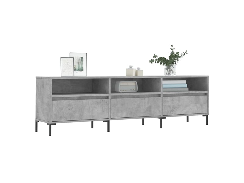  Meuble tv - banc tv - meuble de rangement gris béton 150x30x44,5 cm bois d'ingénierie  - Conforama C