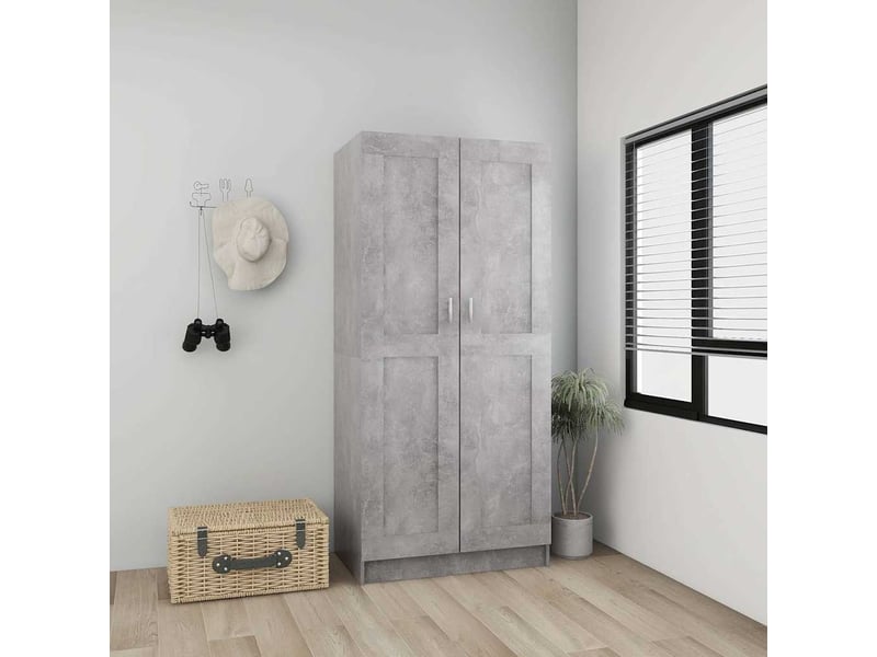  Garde-robe chambre, armoire de rangement gris béton 82,5x51,5x180 cm bois d’ingénierie  - Conforama C