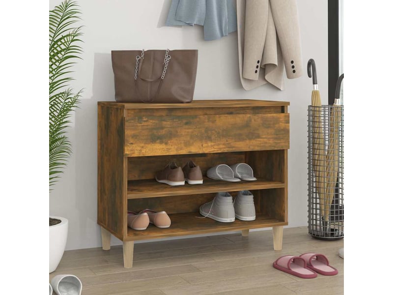  Meuble à chaussure | armoire à chaussures chêne fumé 70x36x60 cm bois d'ingénierie shl9491  - Conforama B