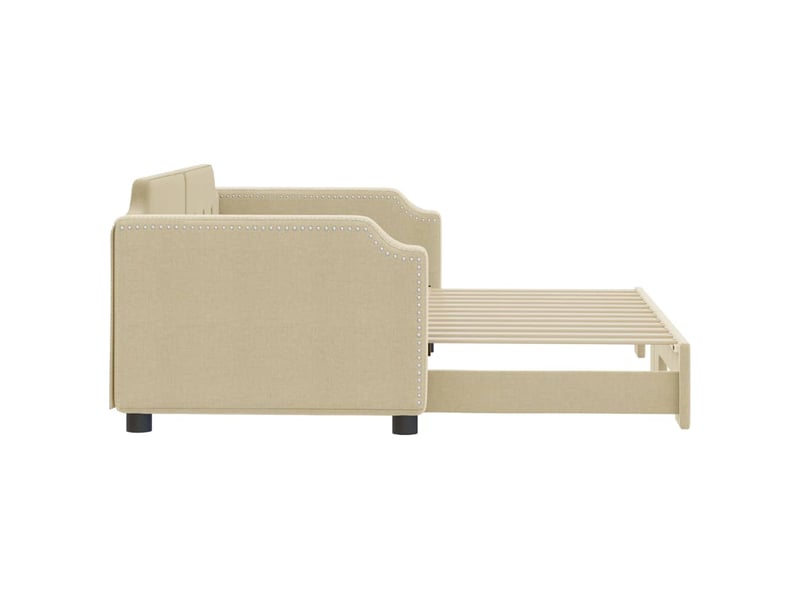  Lit simple- lit adulte -  lit de jour avec gigogne sans matelas crème 90x200 cm  - Conforama C