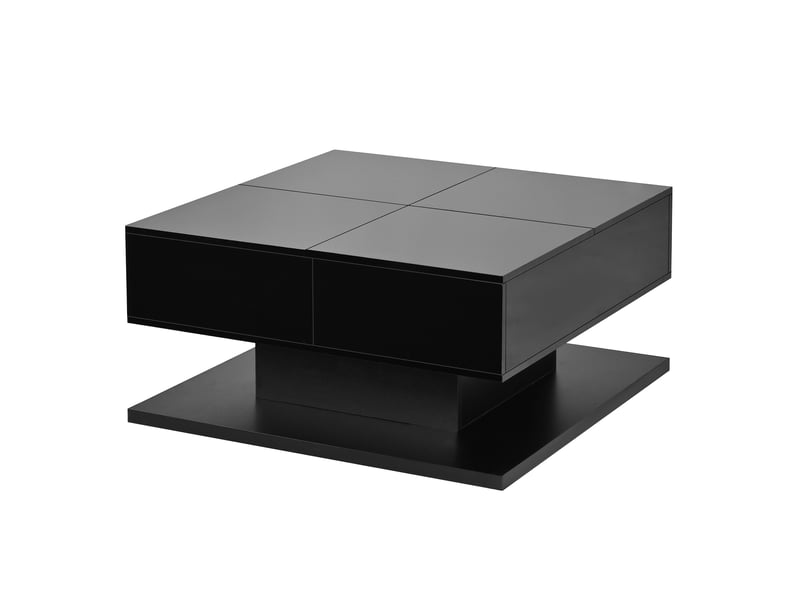 Table basse relevable avec led et rangement 72x72x35 cm noire - Conforama D