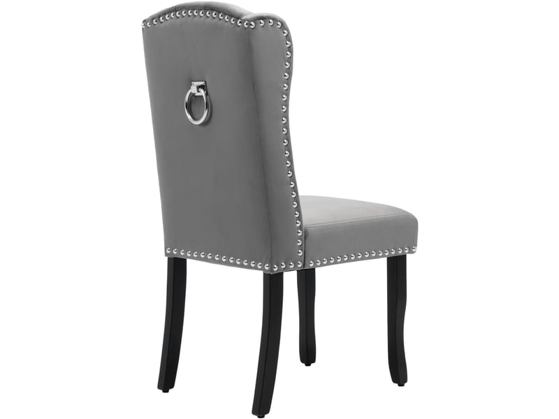  Lot de 6 chaises de salle à manger,avec pieds en chêne,velours,gris  - Conforama D