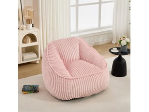 Pouf fauteuil confortable 92x98x73 cm, doux et moelleux, mousse à mémoire de forme, tissu chenille, rose