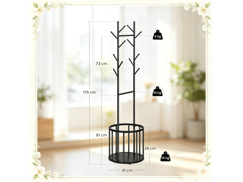  Porte-manteau sur pied en forme d’arbre avec panier de rangement  - Conforama C