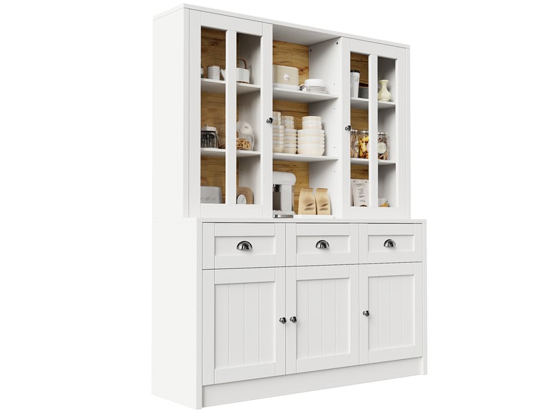  Meuble de cuisine muvano blanc, meuble haut avec tiroirs et portes acryliques, 140 × 38,5 × 175 cm  - Conforama A