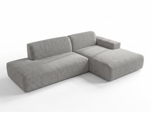 Canapé d'angle droit fixe <strong>AX LIVING </strong> <strong>Didim Duo</strong> 4 places Tissu gris clair