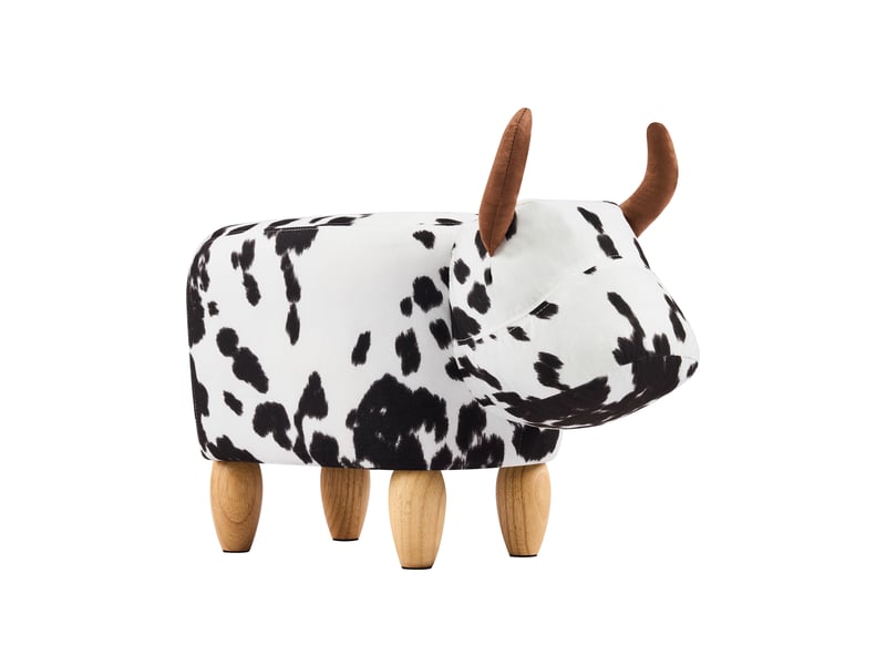 Pouf repose-pieds polyvalent, noir et blanc, pieds en bois massif, antidérapant - Conforama A