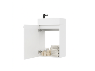 Meuble sous vasque suspendu blanc laqué 41x23x62.5 cm avec porte à fermeture douce