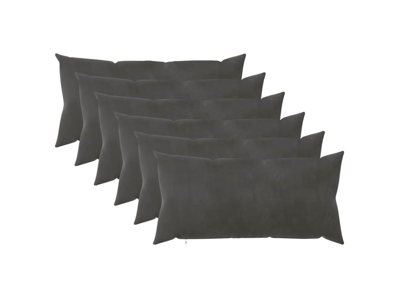 Lot de 6 coussins avec oreiller, coussins décoratifs heerlen gris foncé velours cf50856 - Conforama A