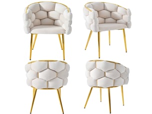 Lot de 4 chaises de salle à manger en velours beige evryae