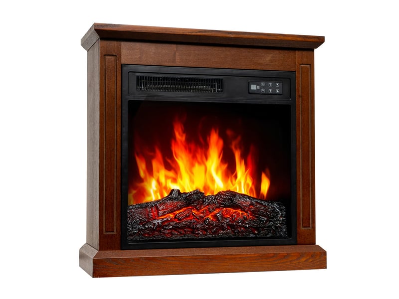 Homavo 18'' cheminée électrique, flamme 3d, télécommande, minuterie, sécutité surchauffe, meuble brun inclus - Conforama A