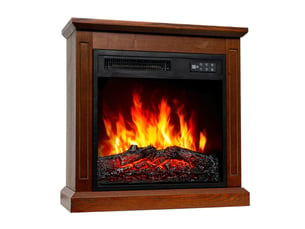 Homavo 18'' cheminée électrique, flamme 3d, télécommande, minuterie, sécutité surchauffe, meuble brun inclus
