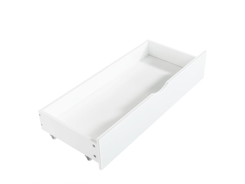  Lit superposé enfant 90 x 200 cm avec toboggan, escalier et 2 tiroirs, pin, mdf et contreplaqué, blanc C-CRAFTLINK - Conforama E