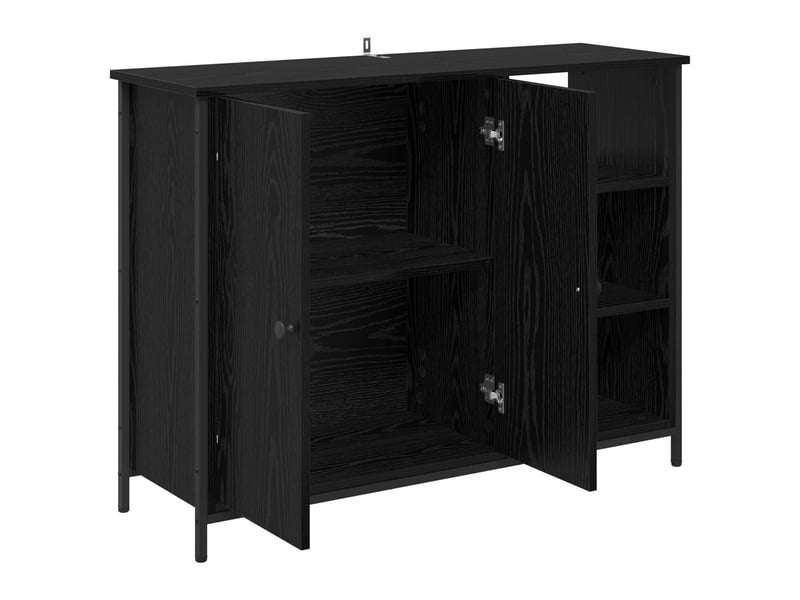  Buffet - bahut - meuble de rangement chêne noir 100 x 33 x 75 cm bois d'ingénierie  - Conforama E
