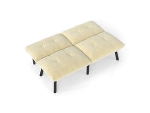 Canapé 2 places, avec couchage d'appoint, en velours et métal, coloris crème, l160 x p81 x h78 cm, gain de place, design moderne
