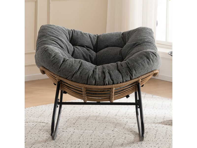  Fauteuil à bascule moderne avec revêtement en chenille, chaise relaxante pour salon et fauteuil pour chambre d'enfant, 102x98x77 cm  - Conforama C