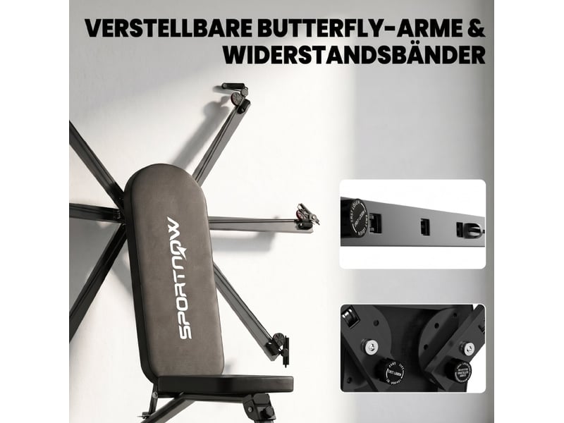  Banc de musculation pliable 135 x 130 x 107 cm, noir, métal, avec extension des jambes et bras fly  - Conforama E