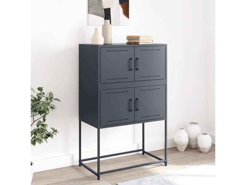  Buffet - bahut - meuble de rangement anthracite 68,5x38,5x107 cm acier  - Conforama C