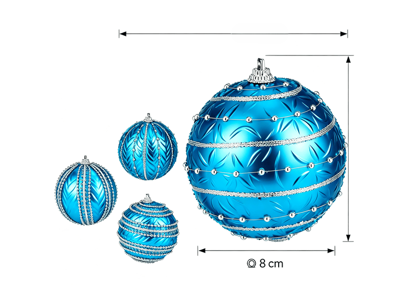  Lot de boules de noël krist+ bleu pvc relief ø 8 cm (12 unités) S3627695 - Conforama B