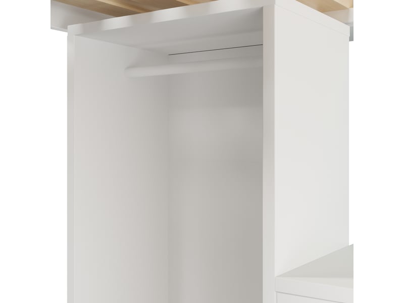  Lit mezzanine 140x200 cm, lit combiné, bureau intégré, armoire intégrée, rangements intégrés, éclairage led, bois massif et mdf blanc OPULERANE TRADING LTD - Conforama C