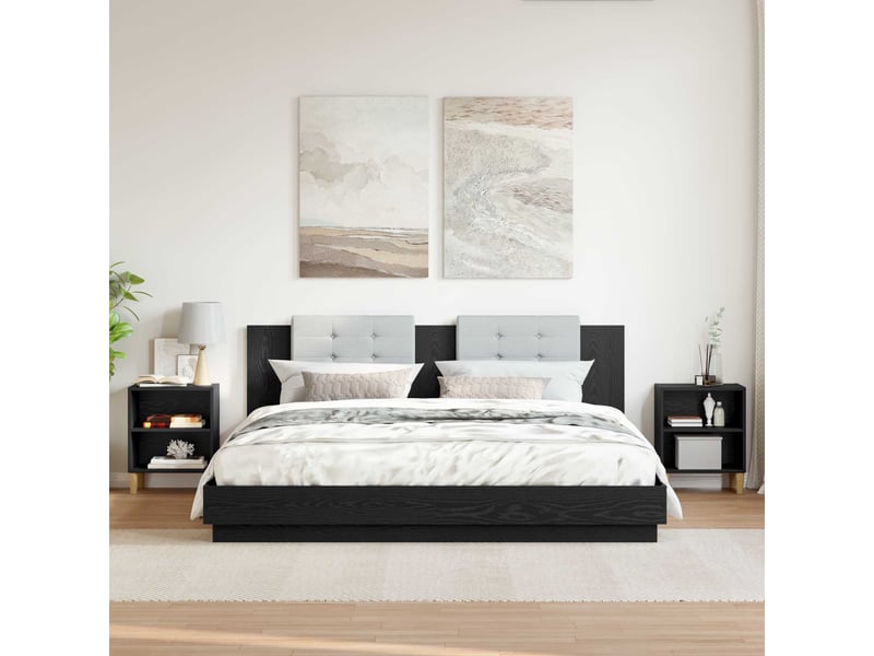 Table de chevet - table de lit 2 pièces chêne noir 40 x 30 x 50 cm - Conforama C