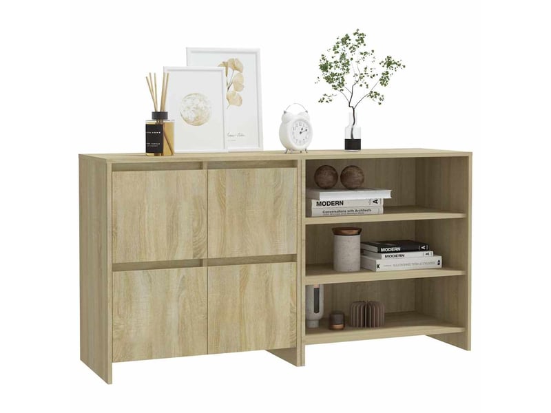  Buffets 2 pcs - bahut - meuble de rangement chêne sonoma bois d'ingénierie  - Conforama E
