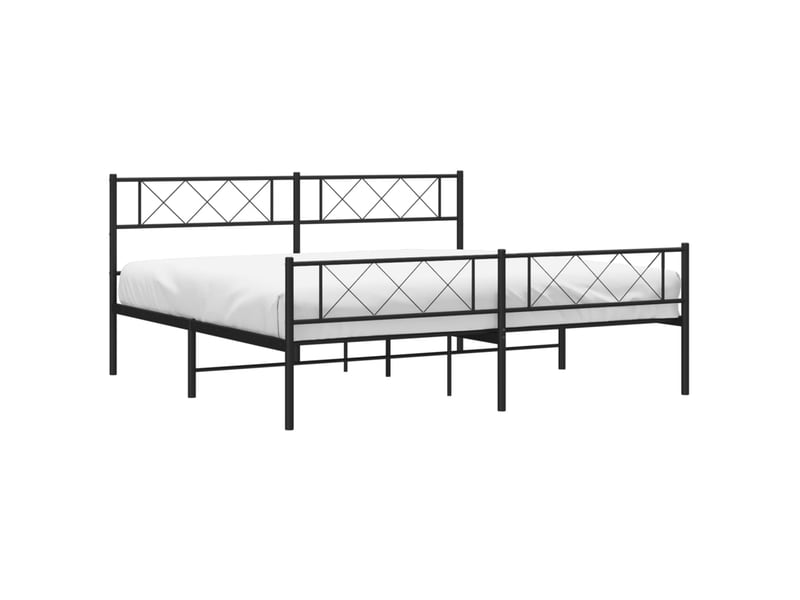  Lit double- lit adulte -  cadre de lit métal sans matelas avec pied de lit noir 180x200cm  - Conforama B