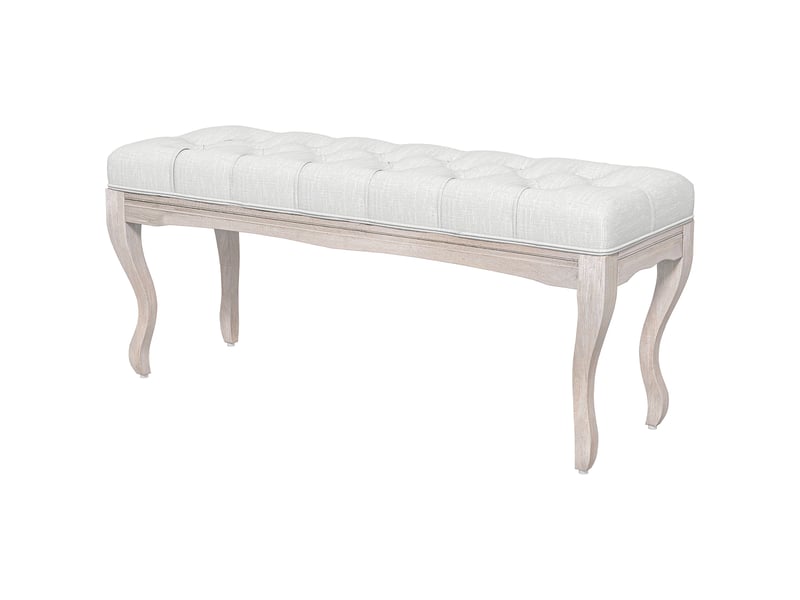  Banc de chevet avec pieds en bois et assise rembourrée, charge maximale 120 kg, pour entrée, 110 x 37 x 49 cm, crème  - Conforama B