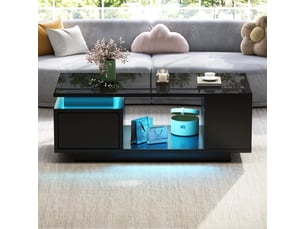 Table basse rectangulaire coloris noir <strong>KORFEE</strong> <strong></strong> - 50 cmx100 cm