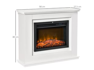 Cheminée électrique sur pied blanche en mdf, chauffage 1000 à 2000 w, télécommande et minuterie