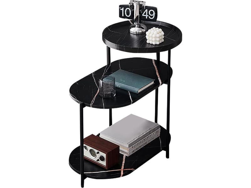  Table d;appoint moderne à 3 niveaux – compacte et robuste, effet marbre, étagères de rangement, idéale pour salon ou chambre PHK_33WSEPTG - Conforama C