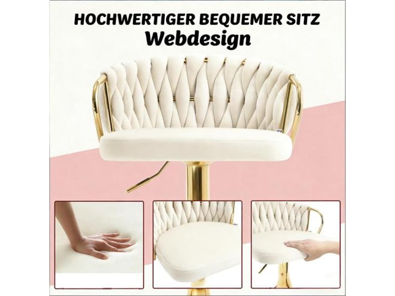  Lot de 2 tabourets de bar pivotants et réglables en velours blanc crème T5828P496650 - Conforama D