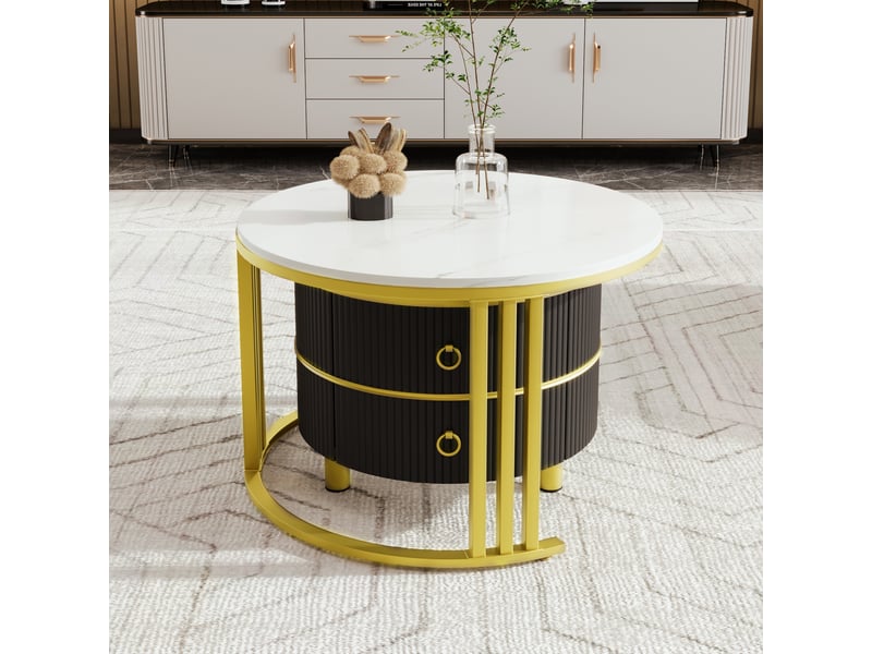  Tables basses gigognes avec 2 tiroirs pour salon en mdf 70×70×46 et 50×50×40 cm noir  - Conforama C