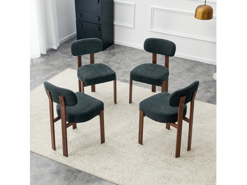  Lot de 4 chaises de salle à manger style milieu du xxe siècle avec assise en lin épais et dossier courbé 4071298266580 - Conforama C