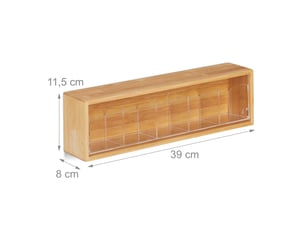 Boîte à thé murale rangement mural 5 compartiments accès rapide 30 x 20 x 10 cm en bambou naturel 13_0008086