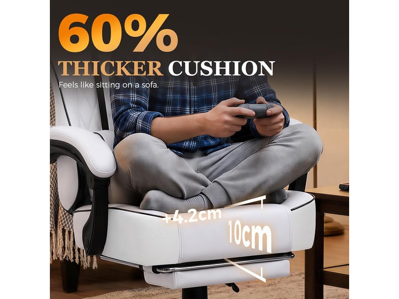  Gtplayer chaise de jeu ergonomique avec soutien lombaire et dossier large 150kg - tissu gris GT832-GY - Conforama C