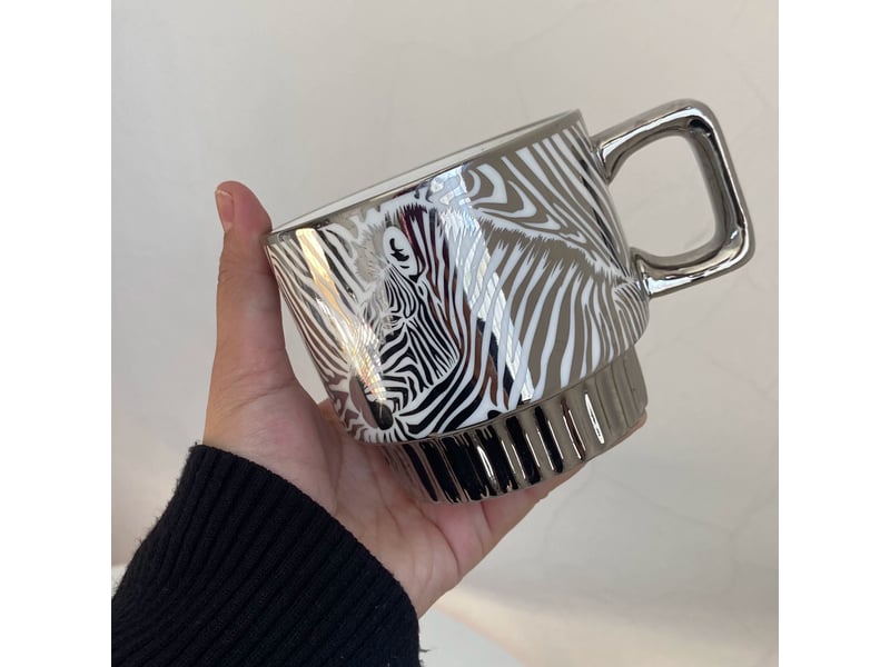  Mug en acier inoxydable, motif zèbre, argenté, 350 ml  - Conforama B