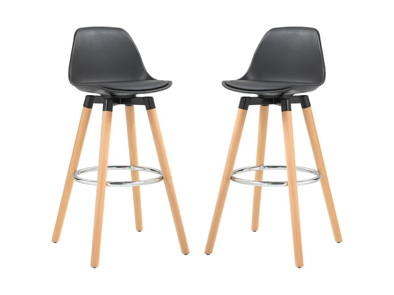  Lot de 2 tabourets de bar, chaises de bar avec dossier et repose-pieds, assise rembourrée, 43 x 43 x 91 cm, noir  - Conforama B