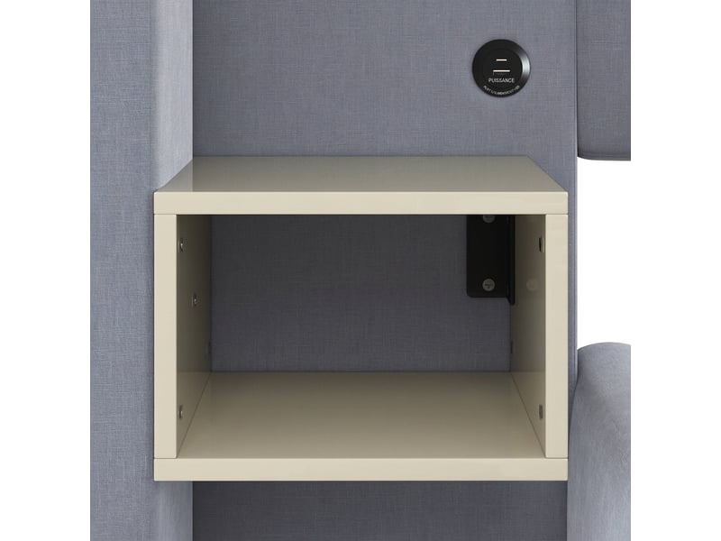  Lit coffre 140x200 gris en lin avec led, tables de chevet intégrées et rangement hydraulique sans matelas  - Conforama E