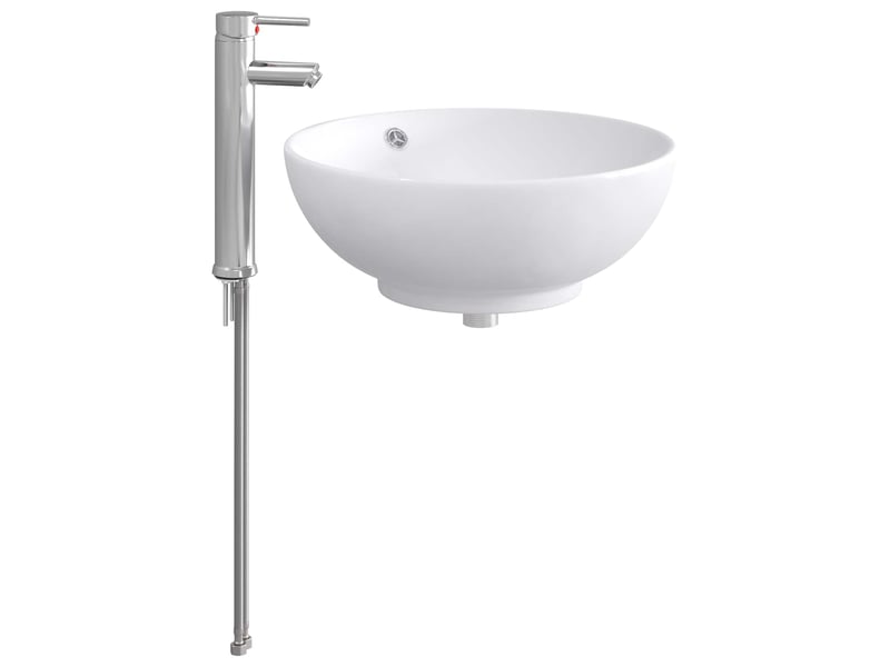 Lavabo de salle de bain avec robinet et drain chrome shl421  - Conforama A