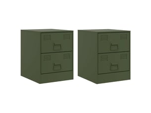 Lot de 2 tables de chevet - cabinet de chevet - table de nuit vert 34,5x39x44 cm acier