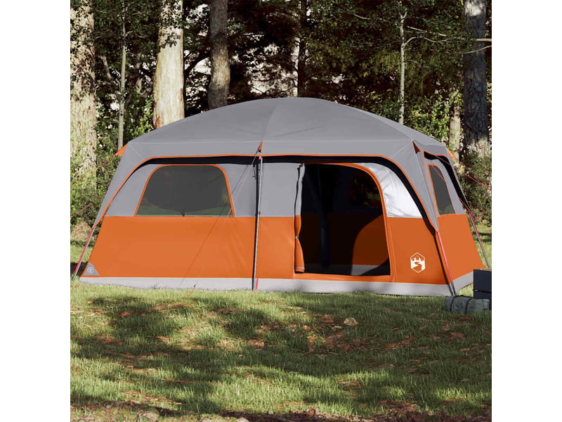 Tente de camping, tente de cabine familiale 8 personnes gris orange imperméable - Conforama B