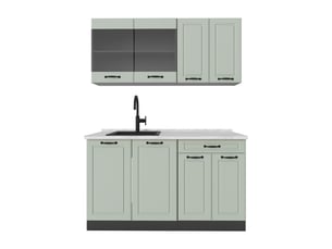 Vicco cuisine, mint campagneanthracite, 140cm plan de travail marbre