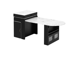 Îlot de cuisine extensible 55-194 x 80 x 95,5 cm – noir – led, prises et rangement intégré