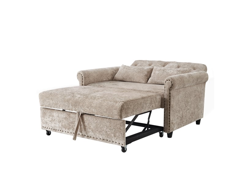 Canapé-lit 3-en-1, 2 places 120x80x82 cm, en chenille dossier réglable,taupe - Conforama A
