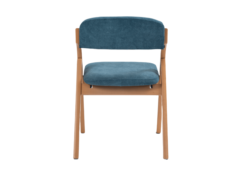  Chaise pliante de salle à manger lot de 2 avec assise rembourrée et housse amovible, en bois massif bleu  - Conforama A