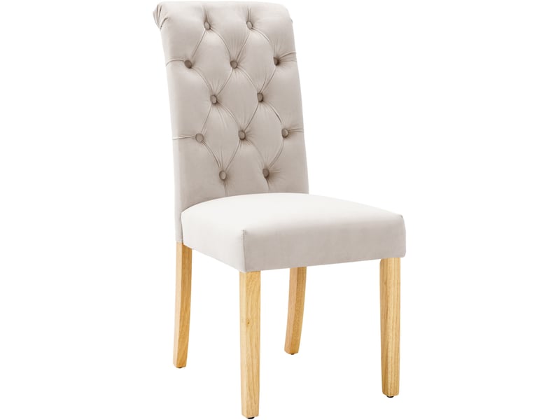  Lot de 4 chaises de salle à manger 43 x 63 x 100 cm beige en velours, pieds en bois et confort  - Conforama D