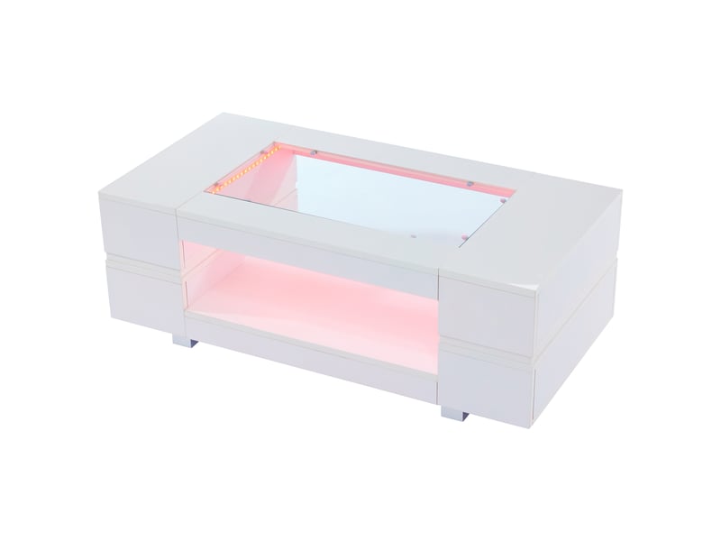  Table basse led blanche avec contrôle via application bluetooth, table basse, table d'appoint, table de salon, idéale pour les fêtes, les bureaux et les salons.  - Conforama D