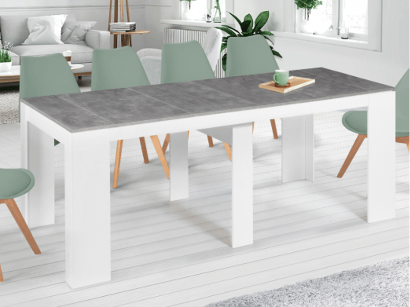 Table console extensible orlando 10 personnes 235 cm bois blanc et effet  béton  - Conforama B