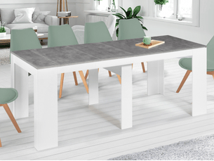 Table console extensible orlando 10 personnes 235 cm bois blanc et effet  béton